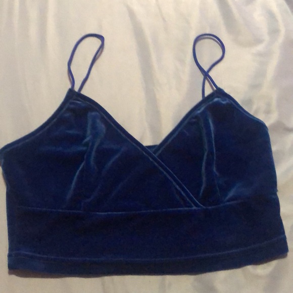 SHEIN Tops - Blue Velvet Crop Top